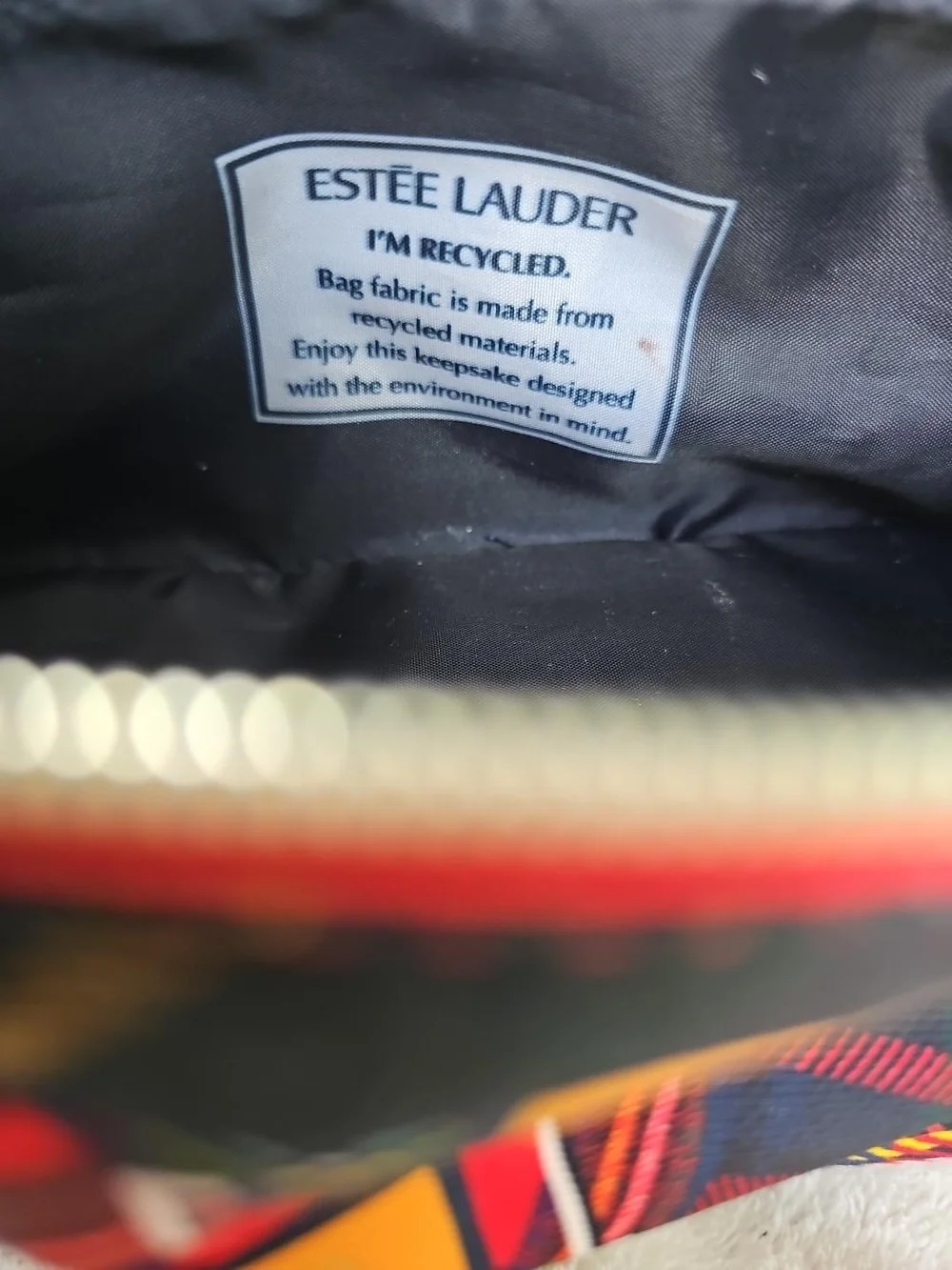 Estée Lauder Plaid Double Compartment Cosmetic Travel Case